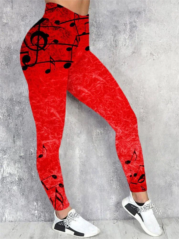 Musical Notes Inspired Art Casual Leggings