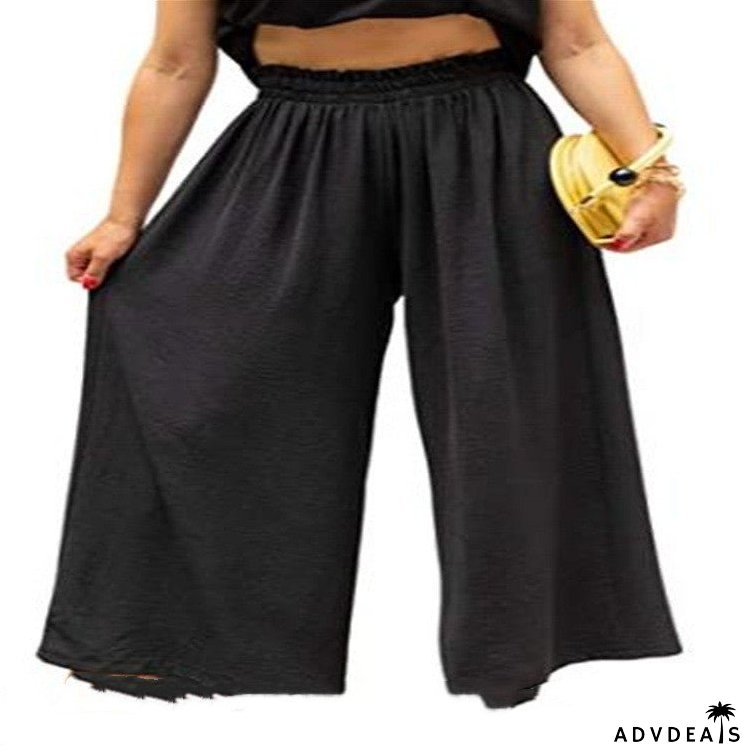 Wardrobe with Cotton Loose Fit Wide-leg Pants for a Slimming Look
