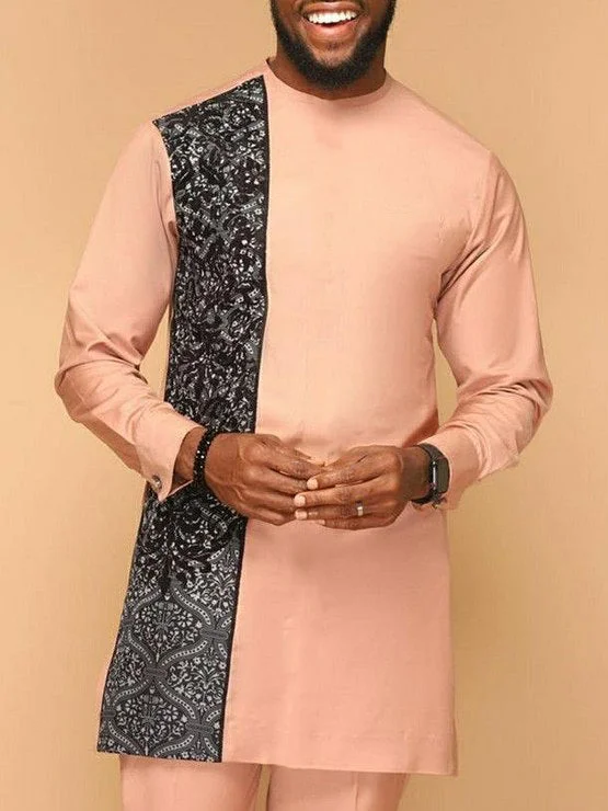 Men's chic casual pink geometric print top