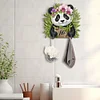 (US Local)Panda Theme Wood DIY Diamond Painting Hooks Home Decor Craft Kit for Wall Decor