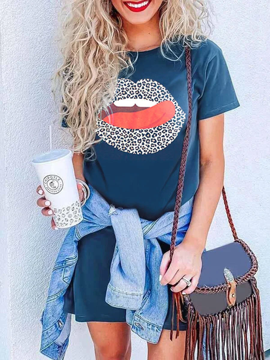 Leopard Lip T-Shirt Dress