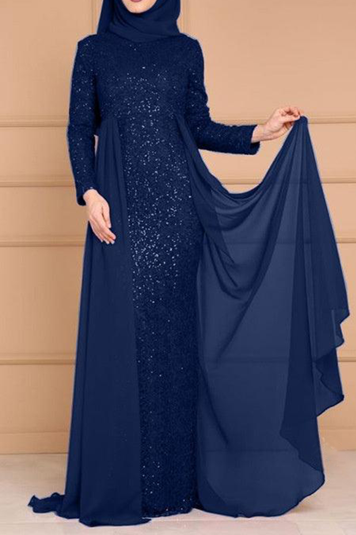 Printed Lantern Sleeve Crew Collar Lace Up Midi Dress