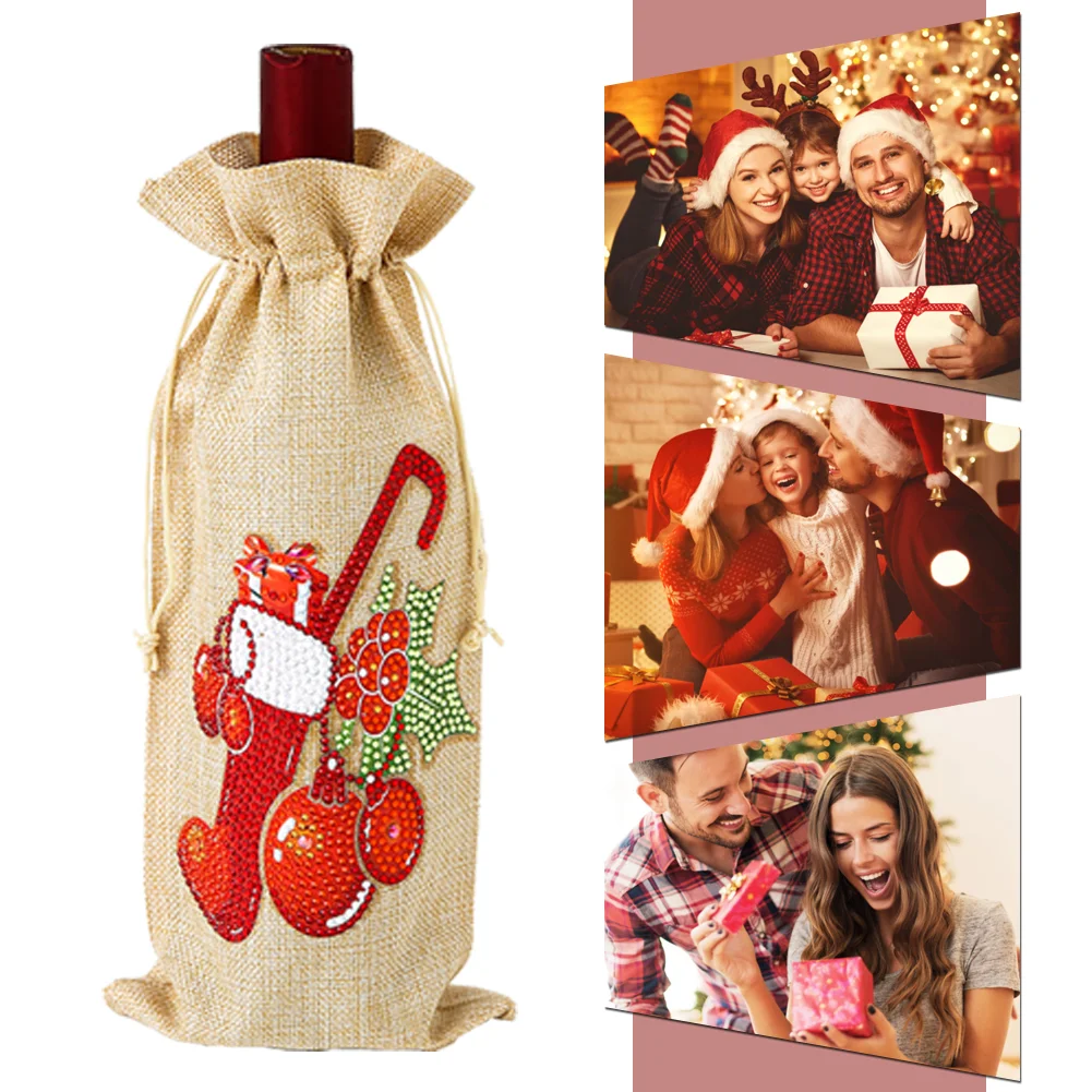 DIY Diamond Painting Xmas Wine Bottle Bag - Sock