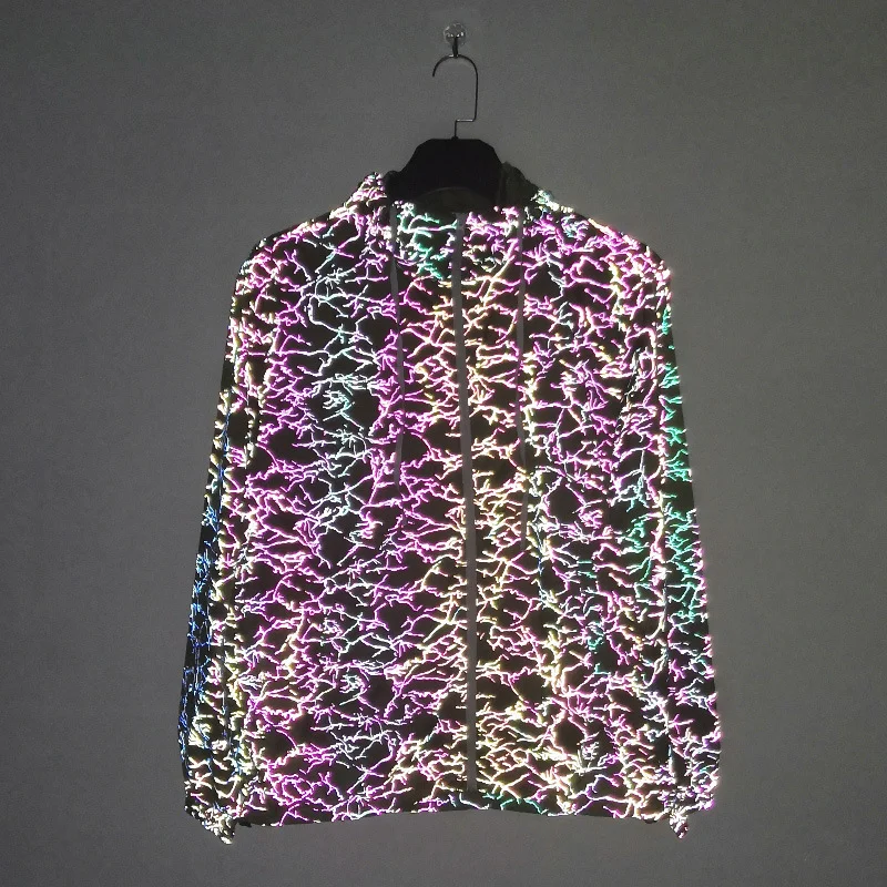 Toloer Dazzling Reflective Light Jacket Thin Coat Multi-Color Sunscreen Hooded Jacket-Outfit Ideas
