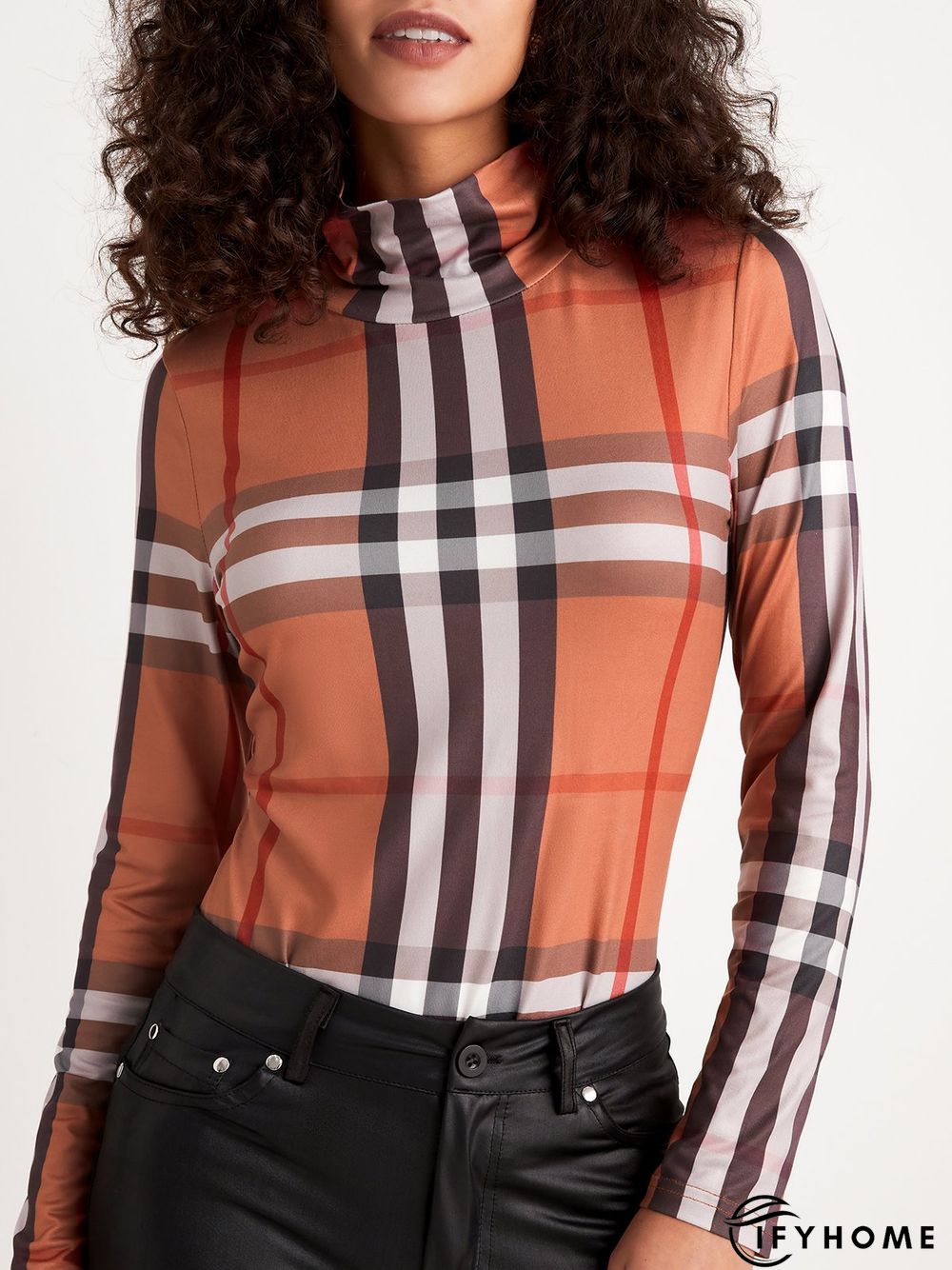 Urban Turtleneck Plaid Regular Fit T-Shirt | IFYHOME