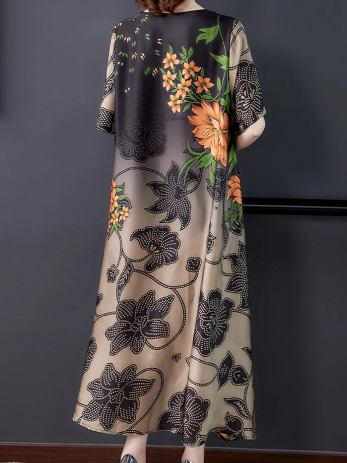 Fashion Tencel Print Irregular Dress