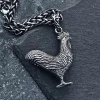 Retro Solid Three-Dimensional Rooster Pendant Titanium Steel Men's Necklace Trendy Personality Hip-Hop Street Sweater Chain Jewelry Pendant