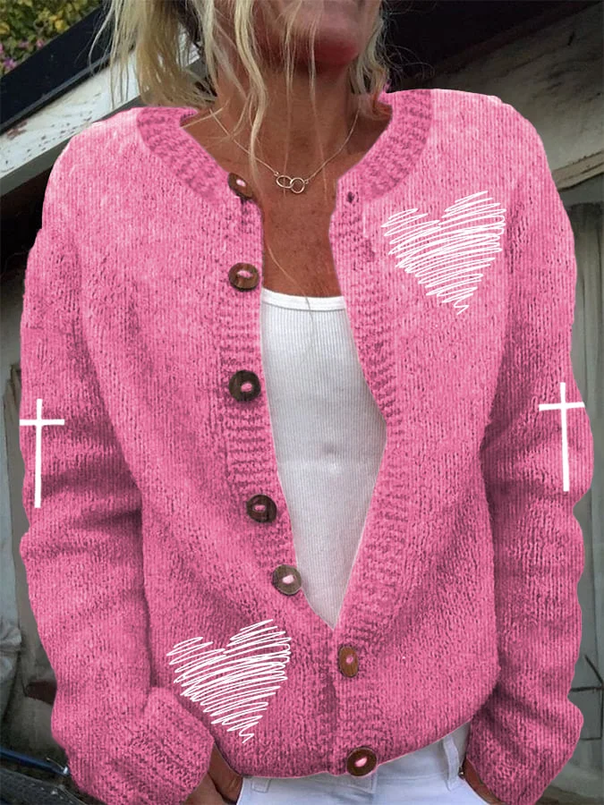 Women's Heart & Cross Knit Cardigan