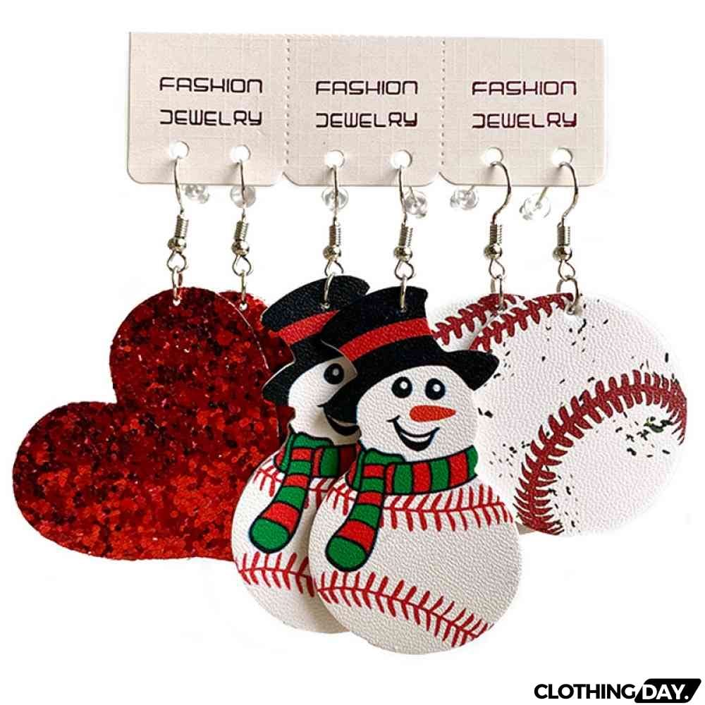 Snowman, Ball, and Heart Earrings Set