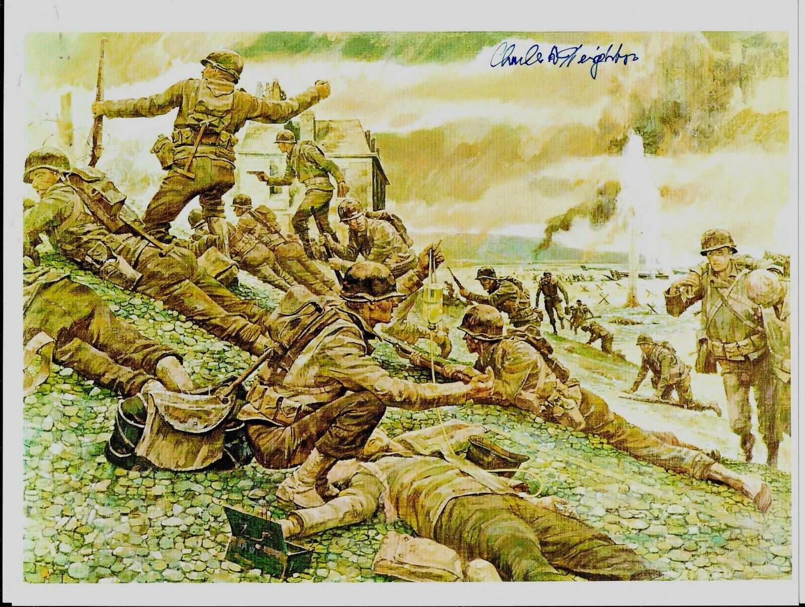 CHUCK NEIGHBOR 29TH INFANTRY DIVISION 116 E CO. D-DAY VETERAN, RARE SIGNED Photo Poster painting