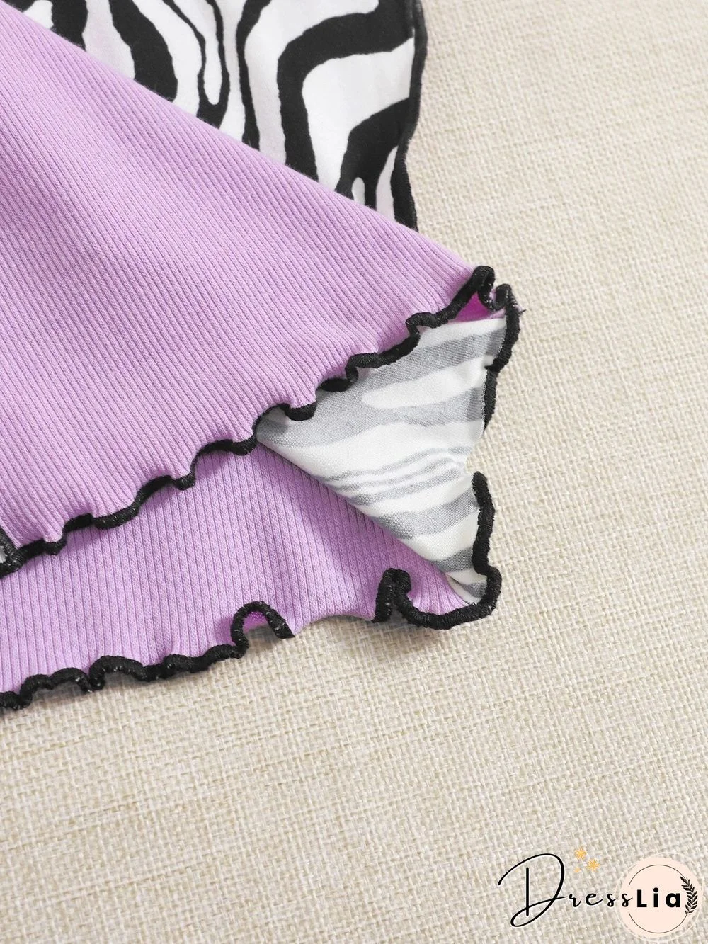 Womens Purple Y2K Zebra Stripe Printed Vest Top Summer Lettuce Trim Sleeveless Crop Tank Top Streetwear Harajuku Tee Shirt