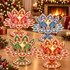 DIY Lotus Flower Pearls & Diamond Painting Candle Holder Acrylic Three-Dimensional Aromatherapy Rack Home Decor Gift