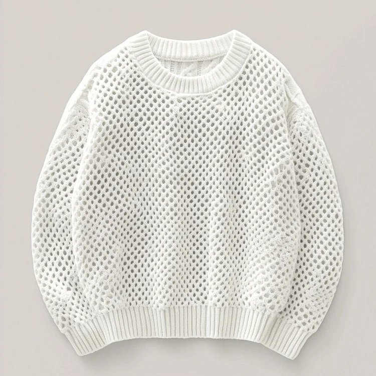 Ursime Wool Knit Hollow Out Long Sleeve Sweater