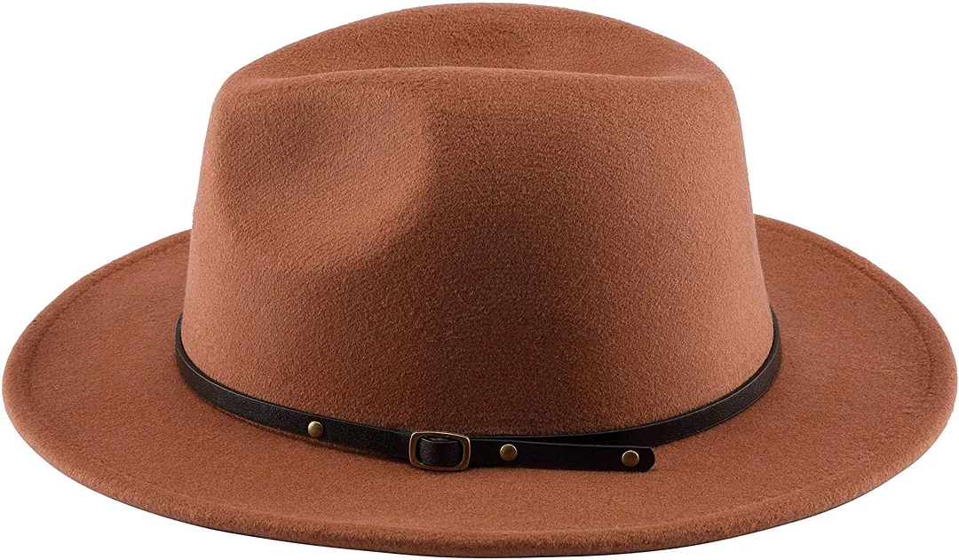 Two Tone Red Bottom Wide Brim Wool Felt Fedora Hat 