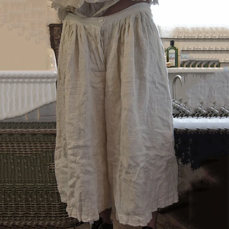 Women's  Button Down Cotton Linen Comfy Pants
