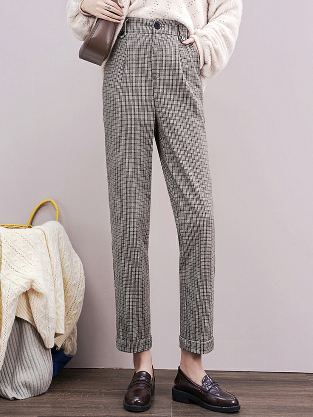 English Checked Tweed Pants