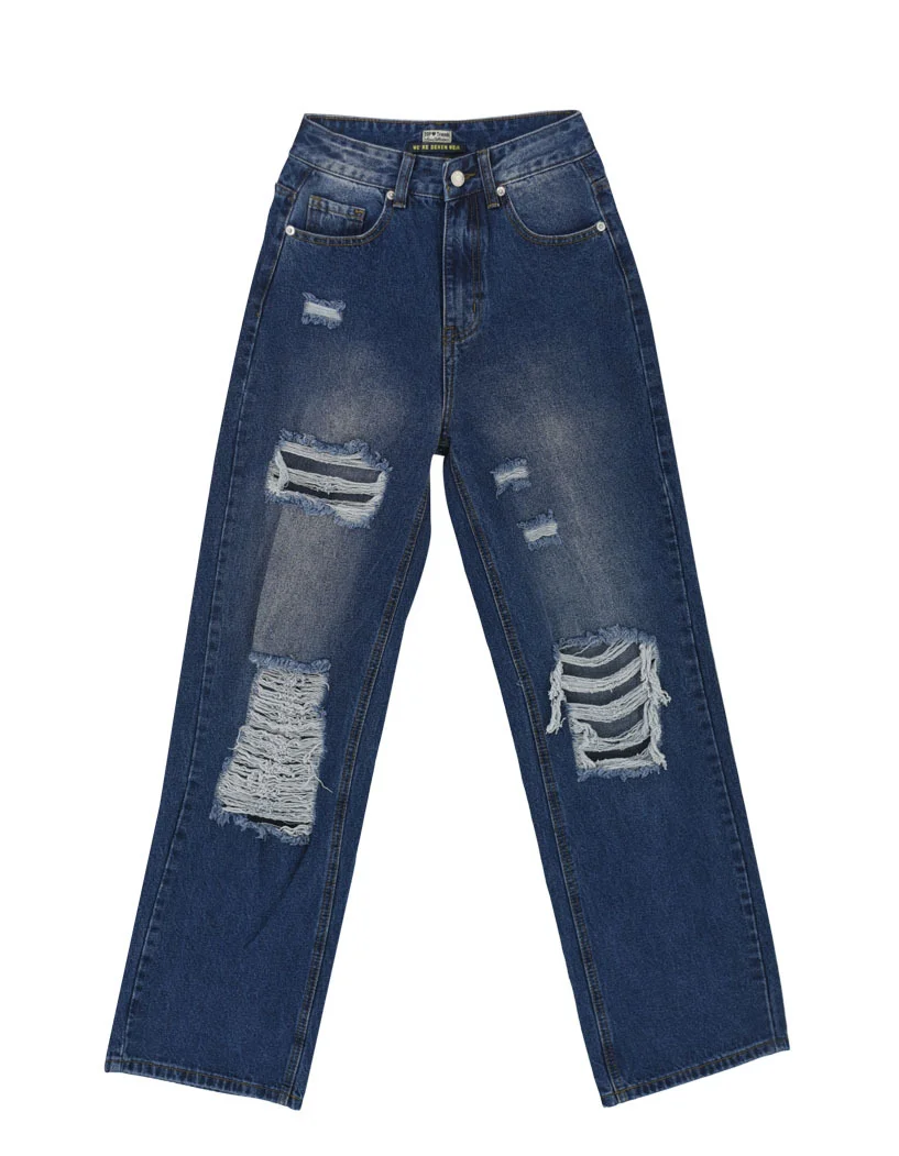 Women's High-waisted Loose Straight Denim Jeans