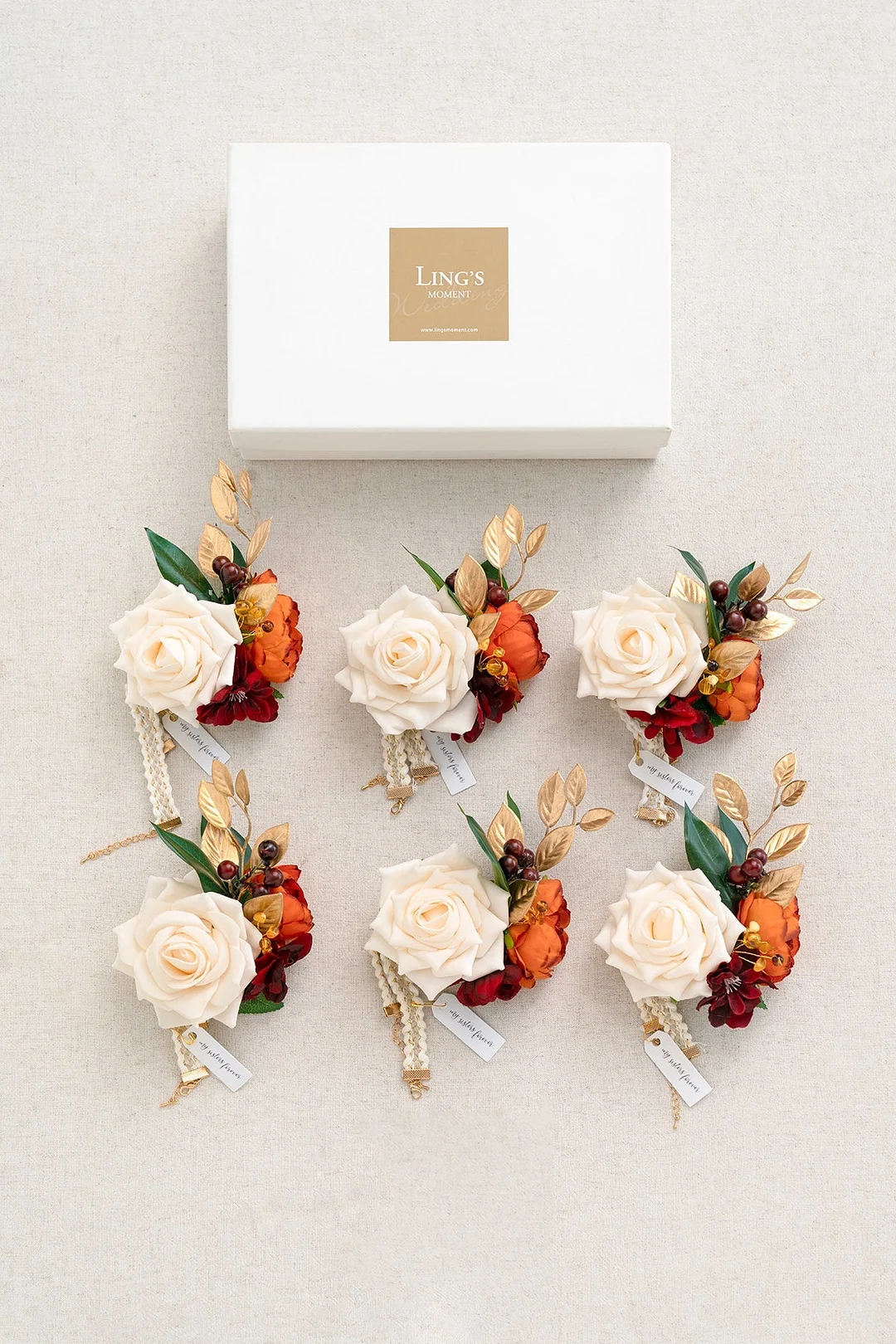 Wrist Corsages in Sunset Terracotta