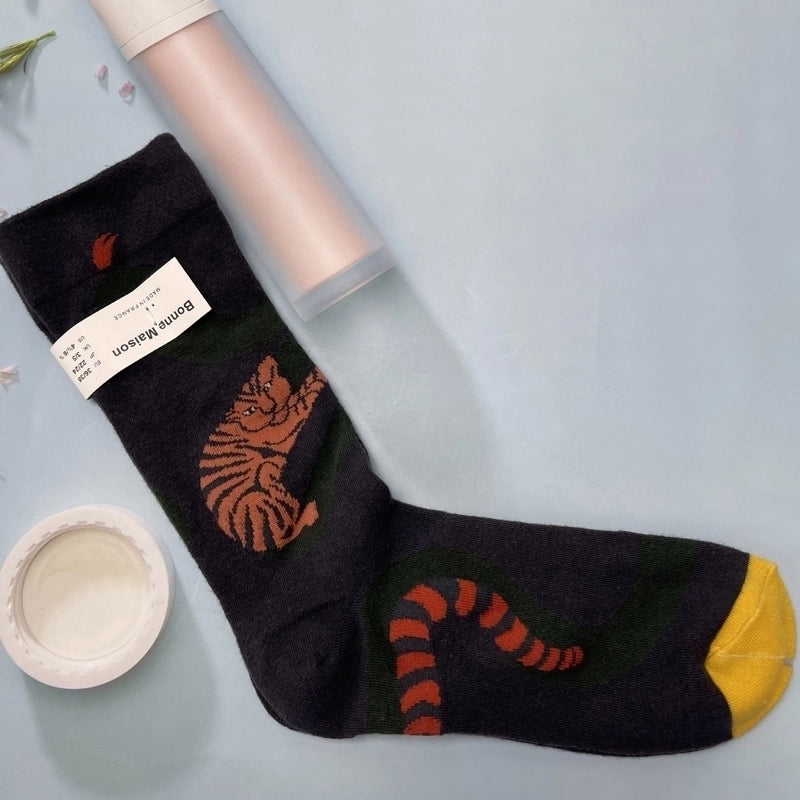 Women’s Minimalist Human Houndstooth Cotton Crew Socks A Pair