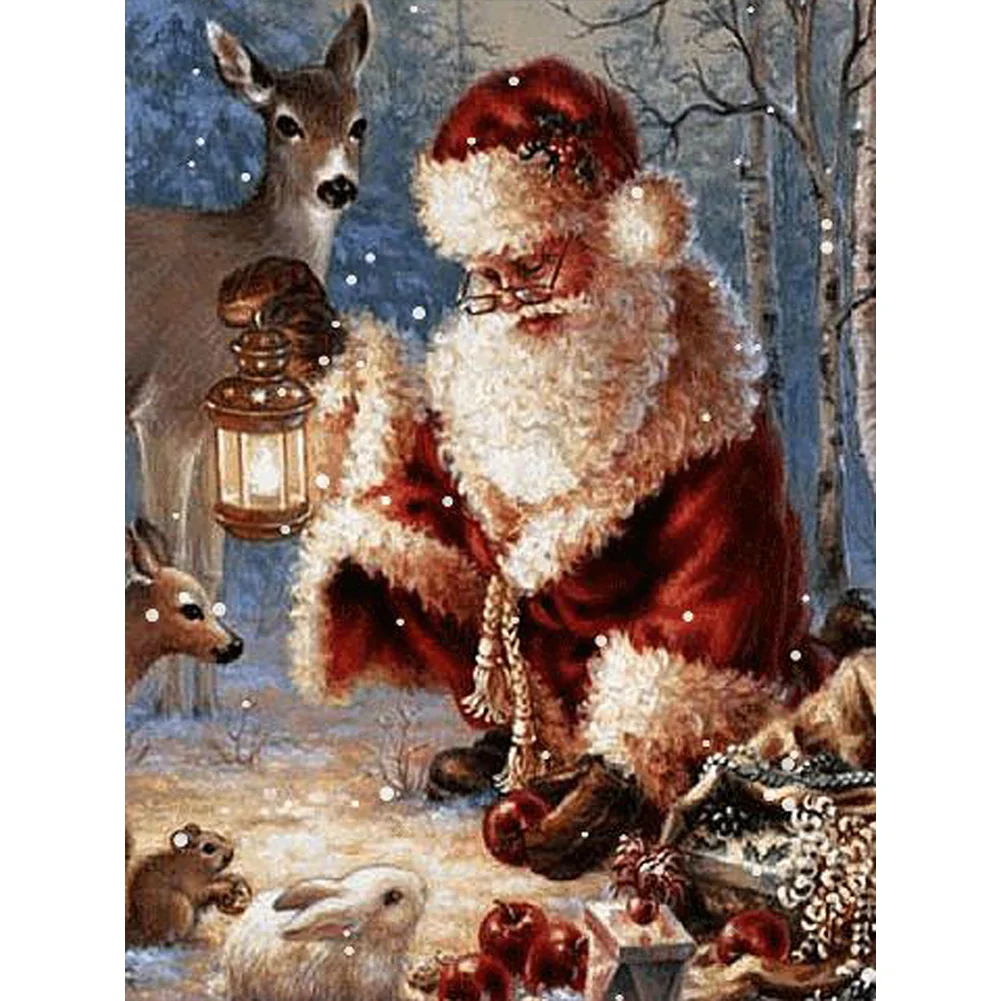 Full Round Diamond Painting - Santa and Critter(Canvas|30*40)