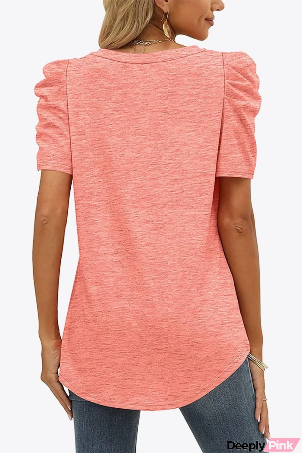 V-Neck Puff Sleeve Tee