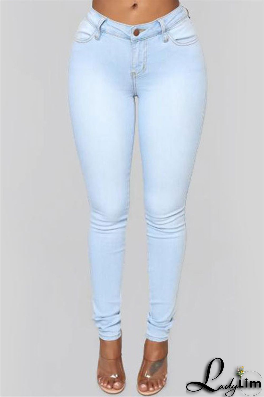 Black Fashion Casual Solid Basic High Waist Skinny Denim Jeans