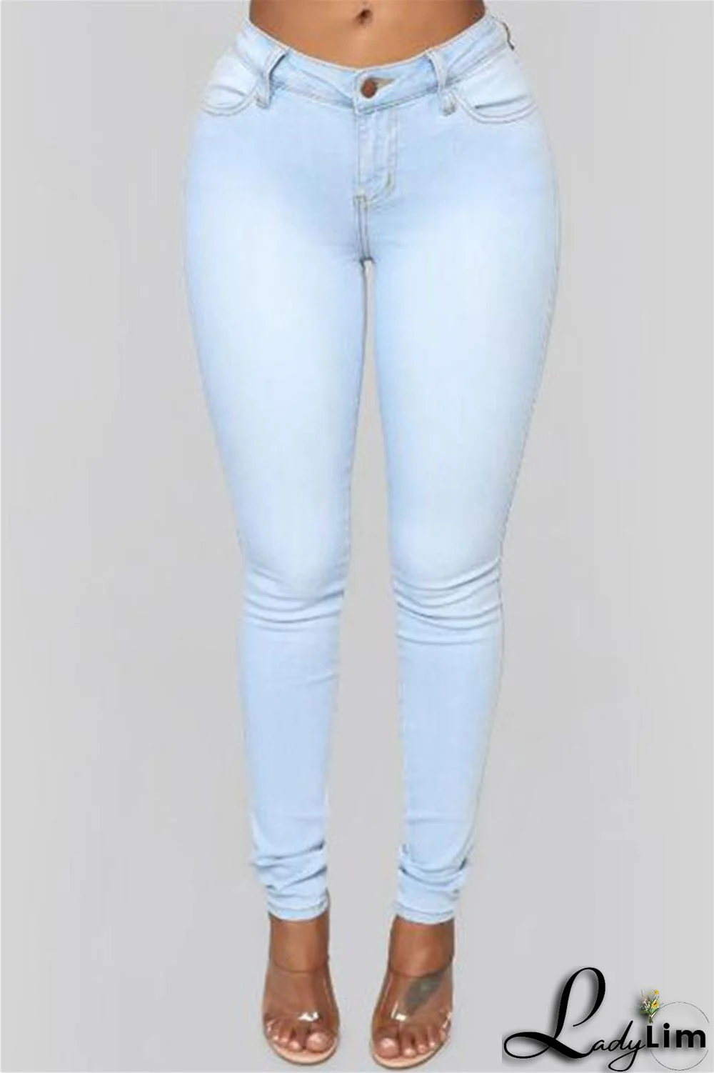 Black Fashion Casual Solid Basic High Waist Skinny Denim Jeans