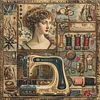 Sewing Machine Woman-14CT Stamped Cross Stitch 40*40cm/15.75*15.75in tapestrymarket