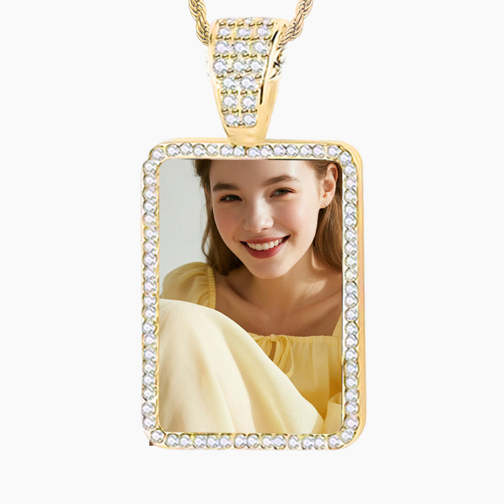 Gold Rectangular Photo Pendant
