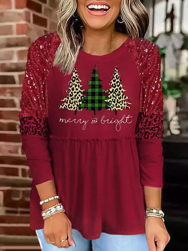 Merry And Bright Sequined Leopard Check Shirt