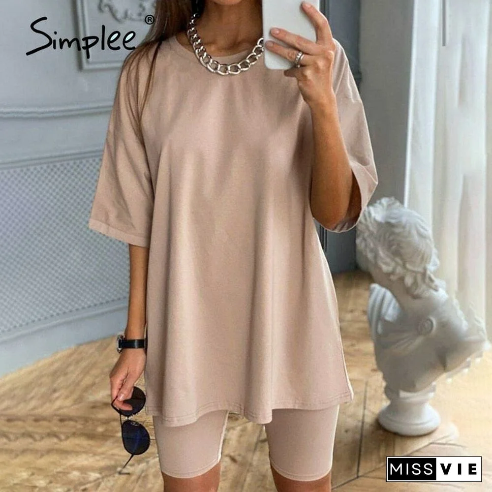 Casual Solid Outfits Women'S Two Piece Suit With Belt Home Loose Sports Tracksuits Fashion Bicycle Summer Hot Suit