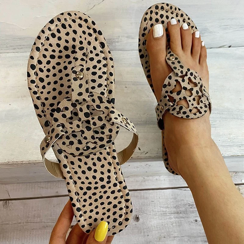 Qengg Women's Slippers 2022 Summer Plus Size Leopard Beach Slippers Women Outdoore Casual Flat Sandals Women Closed Toe Flip Flops