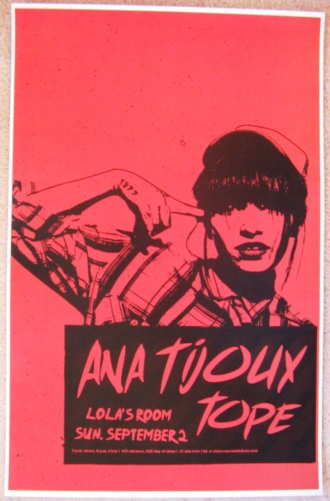 ANA TIJOUX 2012 Gig POSTER Portland Oregon Concert