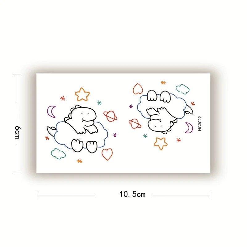 Cartoon Cute Dinosaur Waterproof Temporary Tattoo Stickers Kids Waist Fake Tatoos Body Art Decal Tatuajes Temporales