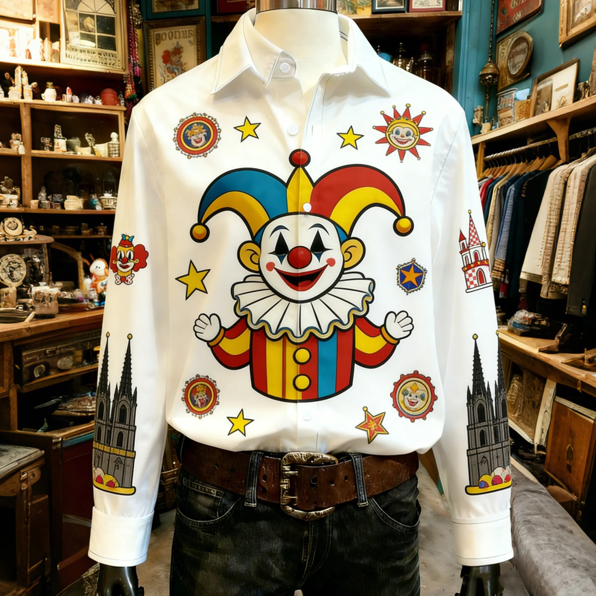 Cologne Carnival Clown And City Pattern Comfort Shirt elevenforest