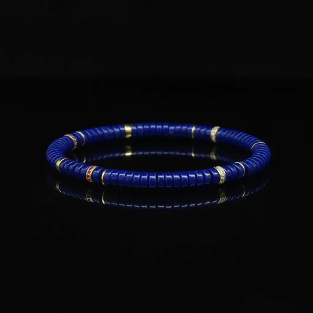 JiStones Royal Lapis Lazuli Cylinder Bracelet | Unisex Artisan Jewelry