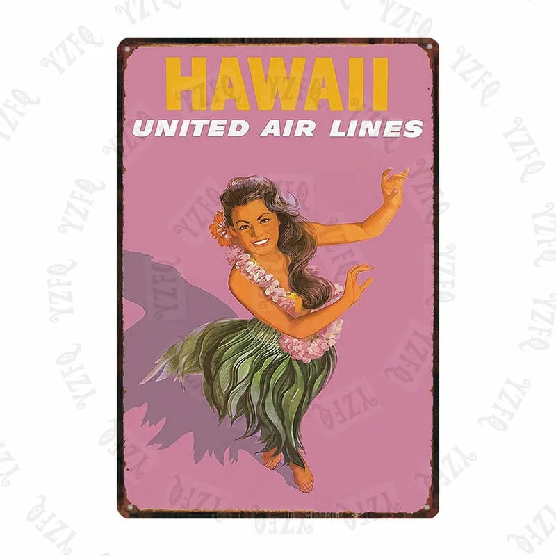 Athvotar Vintage Poster Surfing Beach Metal Sign Travel Souvenir Retro Wall Bar Art Home Cinema Decor Cuadros DU-5391A