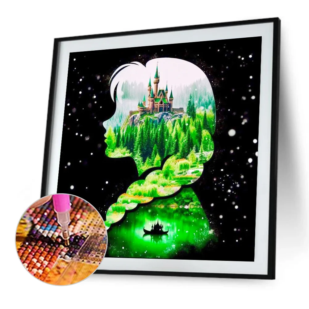 Diamond Painting - Full Square Drill - Princess Forest Silhouette(Canvas|35*35cm)