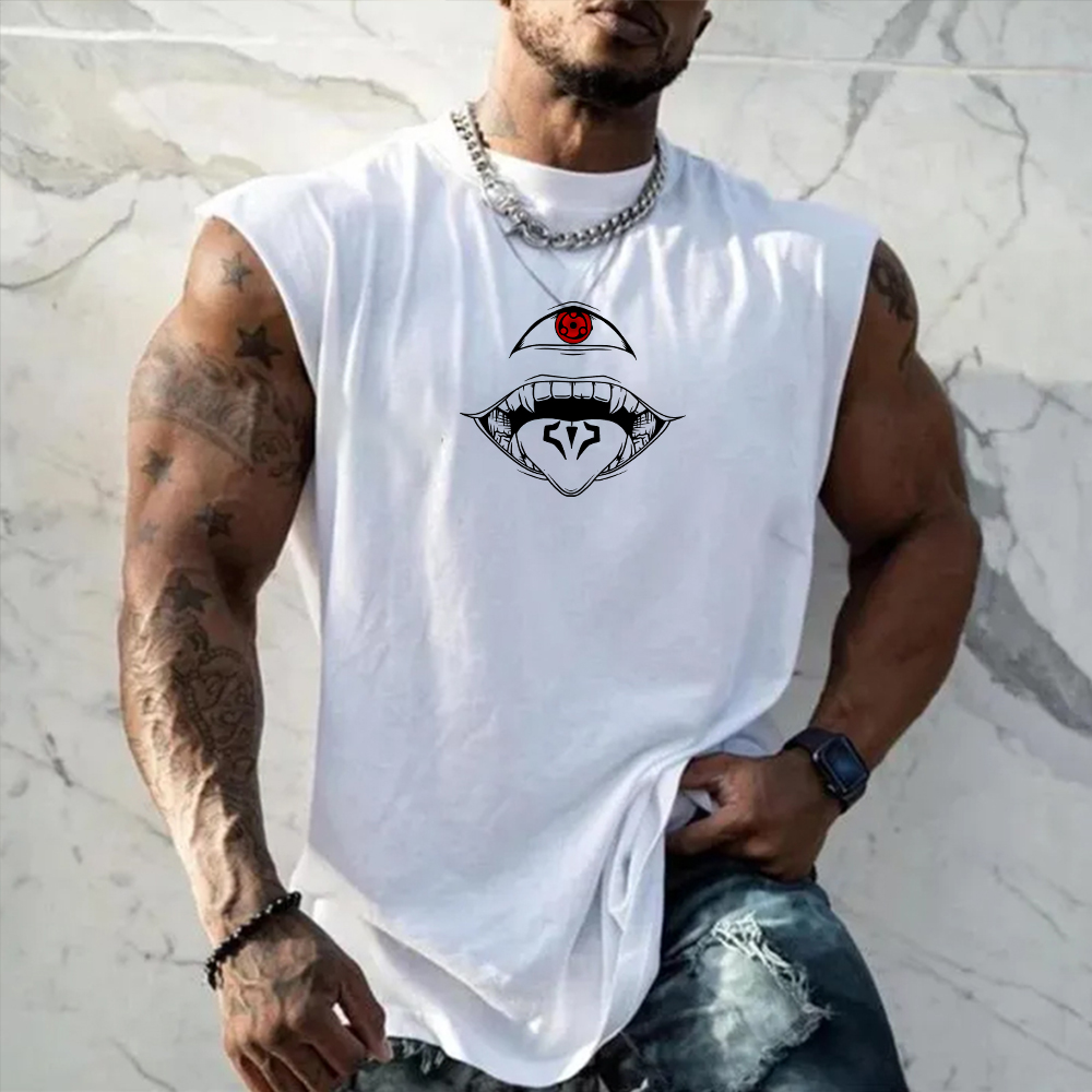 Casual Anime Print Fitness Tank Top