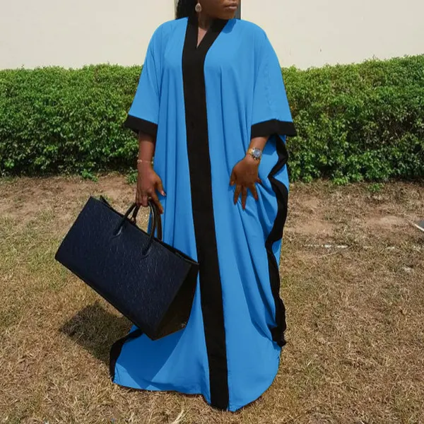 Womens Sleeve Necks Casual Loose Solid Colors Asymmetrical Kaftan Dresses Robes Longues