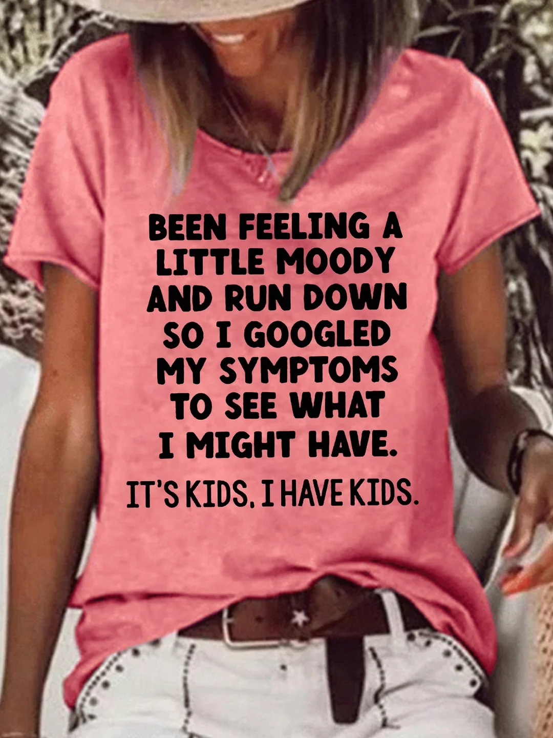 Womens I Have Kids Funny Letter Printed Casual Short Sleeve T-Shirt