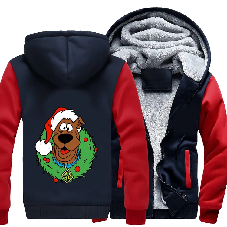 Scooby Doo In Santa Hat, Christmas Fleece Jacket
