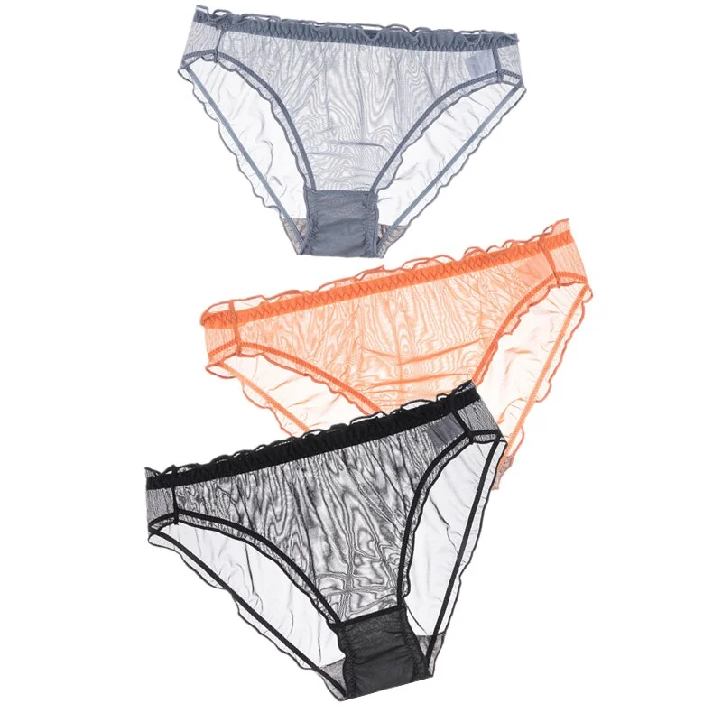 3Pcs Women Sexy Panties Lace Underpants Low-waist Panties Mesh See Through Perspective Briefs Female Fashion Underwear Lingerie