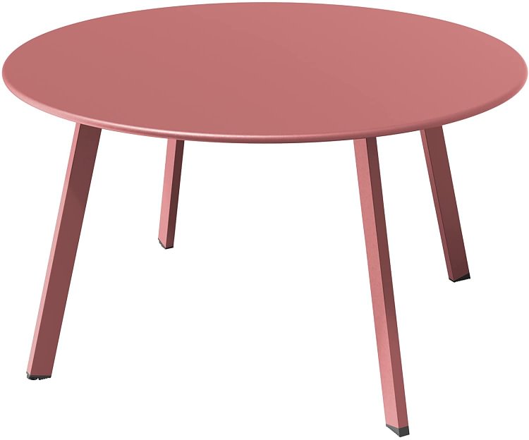 Round Steel Patio Coffee Table, Weather Resistant Outdoor Large Side Table (Rose Dawn)