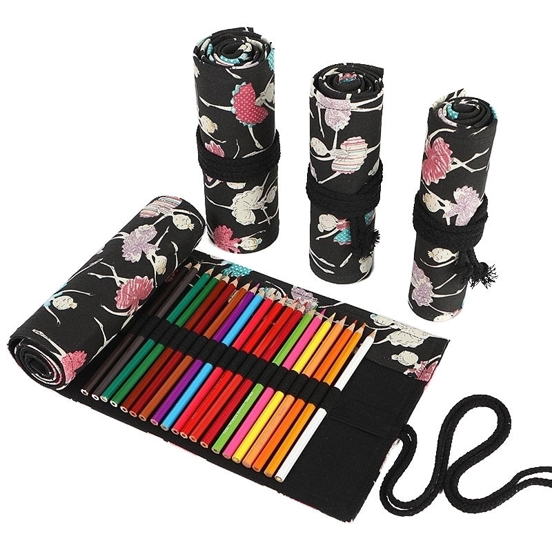 Fashion Geometric Printing Large Capacity Canvas Pencil Pouch Stationery