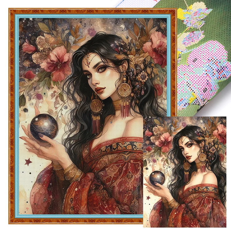 Classical Mysterious Woman - Printed Cross Stitch 11CT 50*65CM