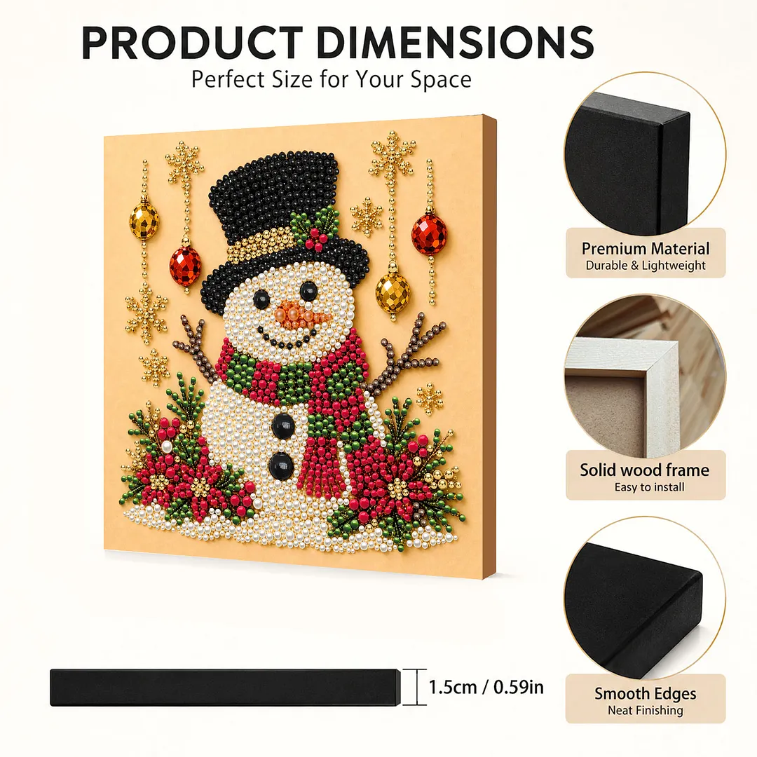 DIY Pearl Painting Art Kits with Frame 7.87x7.87in Home (Christmas for SNOWMAN)