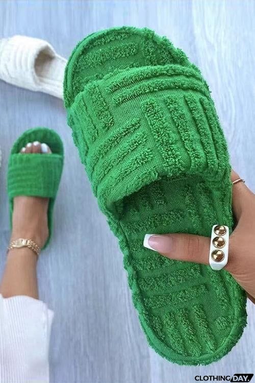 Terry Line Flats Slippers