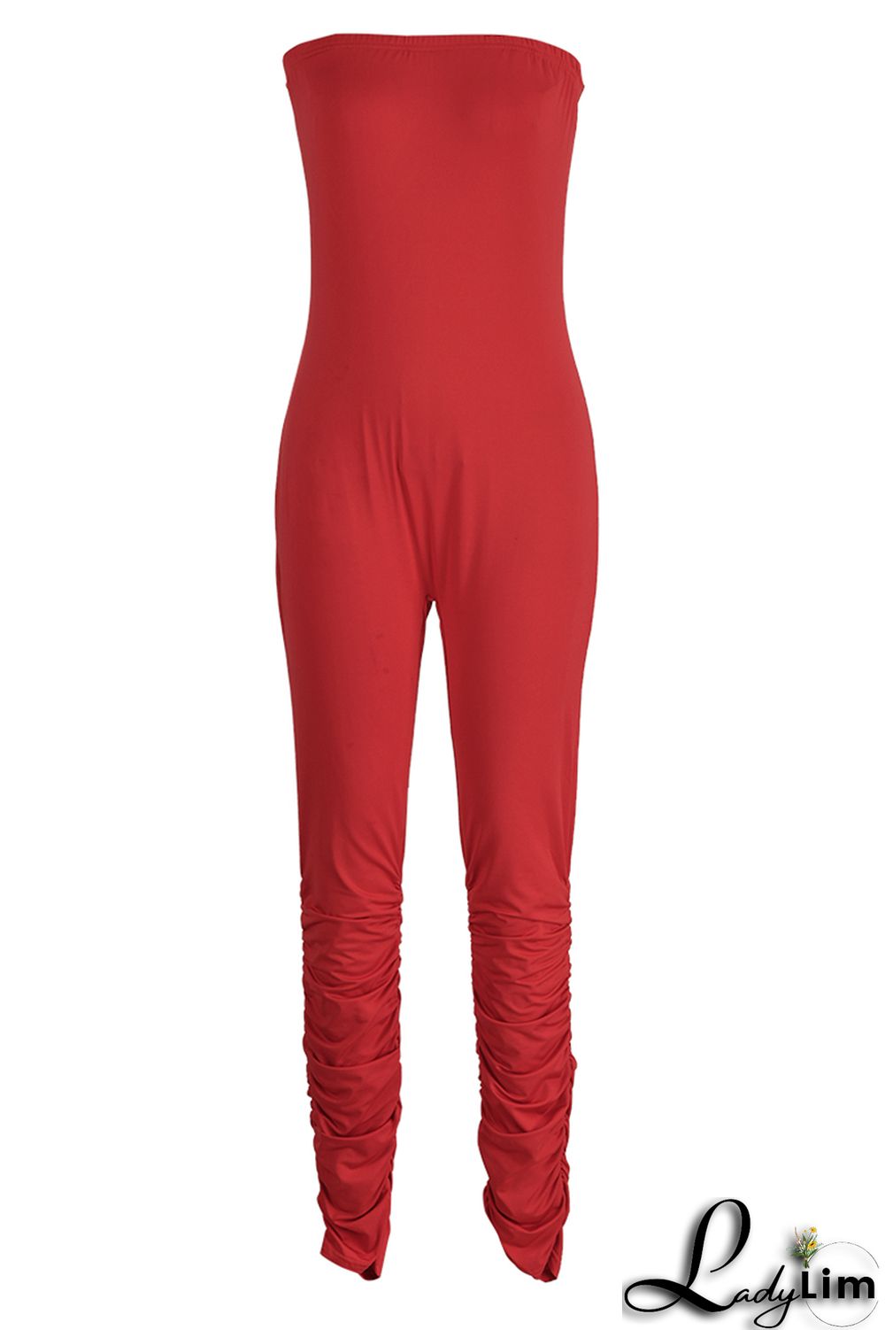 White Sexy Casual Solid Backless Strapless Skinny Jumpsuits