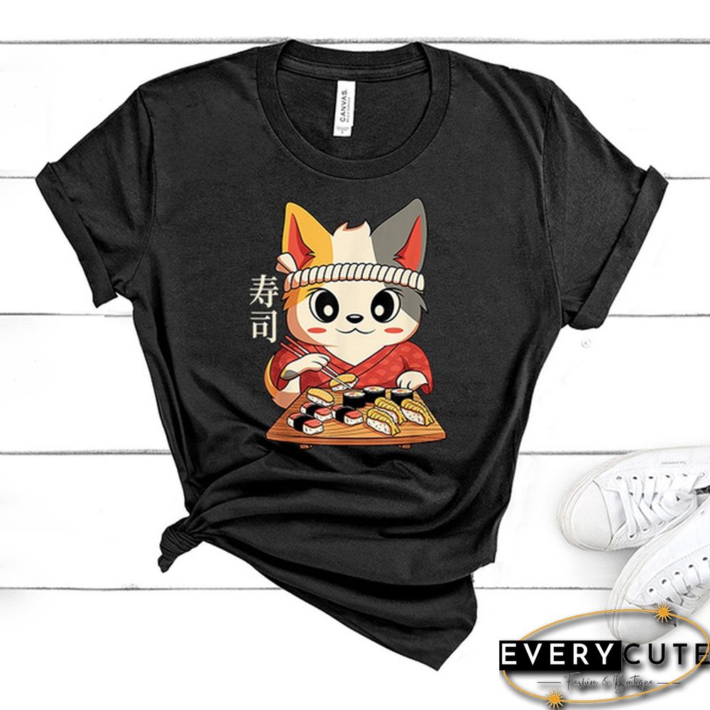Fashion New Sushi T-Shirt Men And Women Cartoon T-Shirt Harajuku Streetwear T-Shirt Casual Tops Tees